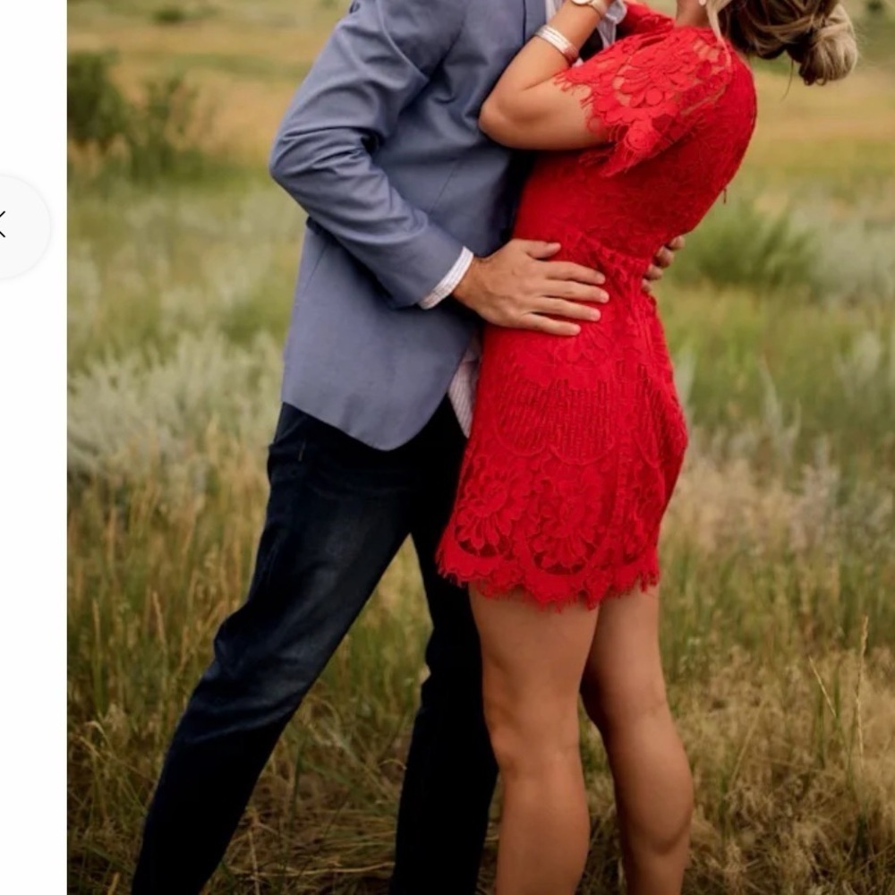 Lulu's Pearson Red Lace Short Sleeve Dress